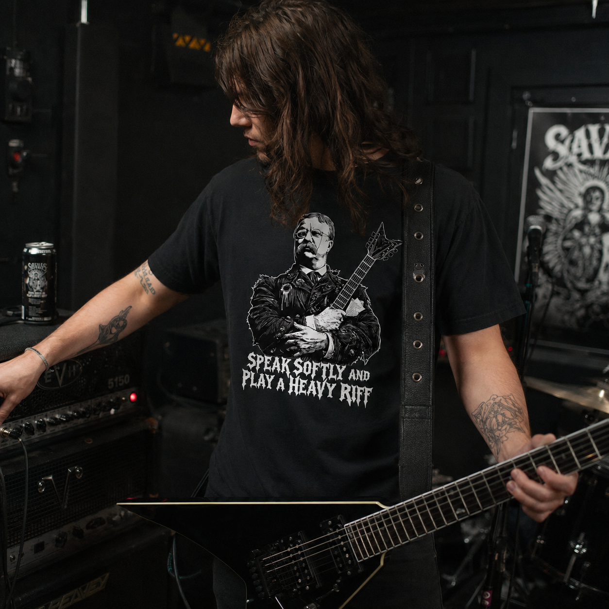Theodore Roosevelt "Speak Softly and Play a Heavy Riff" Tee