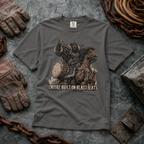 shirt mockup for Genghis Khan - "Empire Built on Blast Beats"