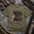 shirt mockup for Genghis Khan - "Empire Built on Blast Beats"