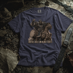 shirt mockup for Genghis Khan - "Empire Built on Blast Beats"