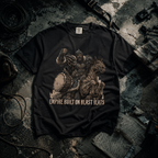 product mockup for Genghis Khan - "Empire Built on Blast Beats"