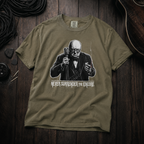 Hemp shirt mockup for Winston Churchill - "Never Surrender the Encore"