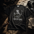 Black product mockup for Marie Curie - "The Half-Life of Heavy"