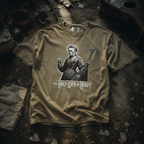 Hemp shirt mockup for Marie Curie - "The Half-Life of Heavy"