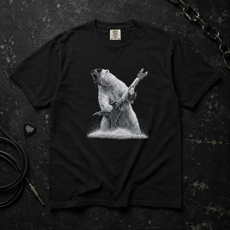 Black product mockup for Polar Bear "Kvlt as Ice"