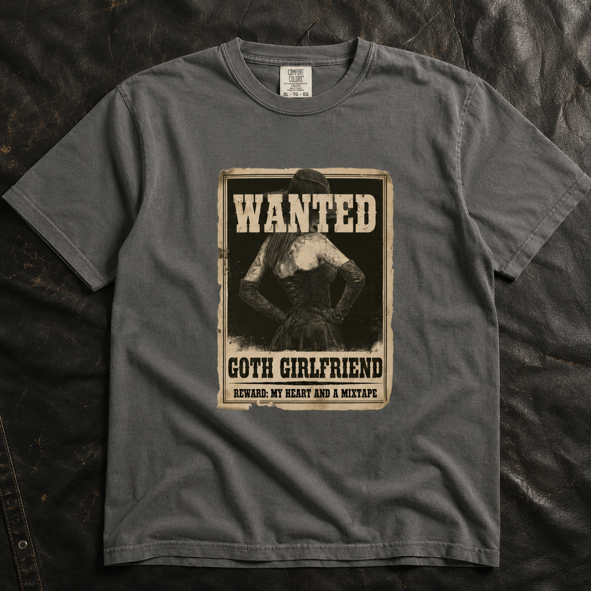 Pepper shirt mockup for Wanted: Goth Girlfriend