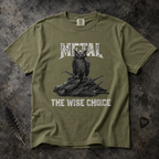 Hemp shirt mockup for Owl "Metal: The Wise Choice"