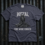 Navy shirt mockup for Owl "Metal: The Wise Choice"